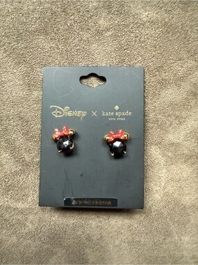 Disney Kate Spade Minnie Mouse Black and Red Bow Stud Earrings